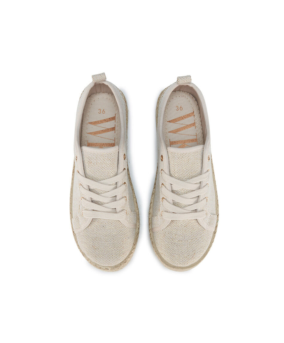 Zapatilla mujer rafia beige