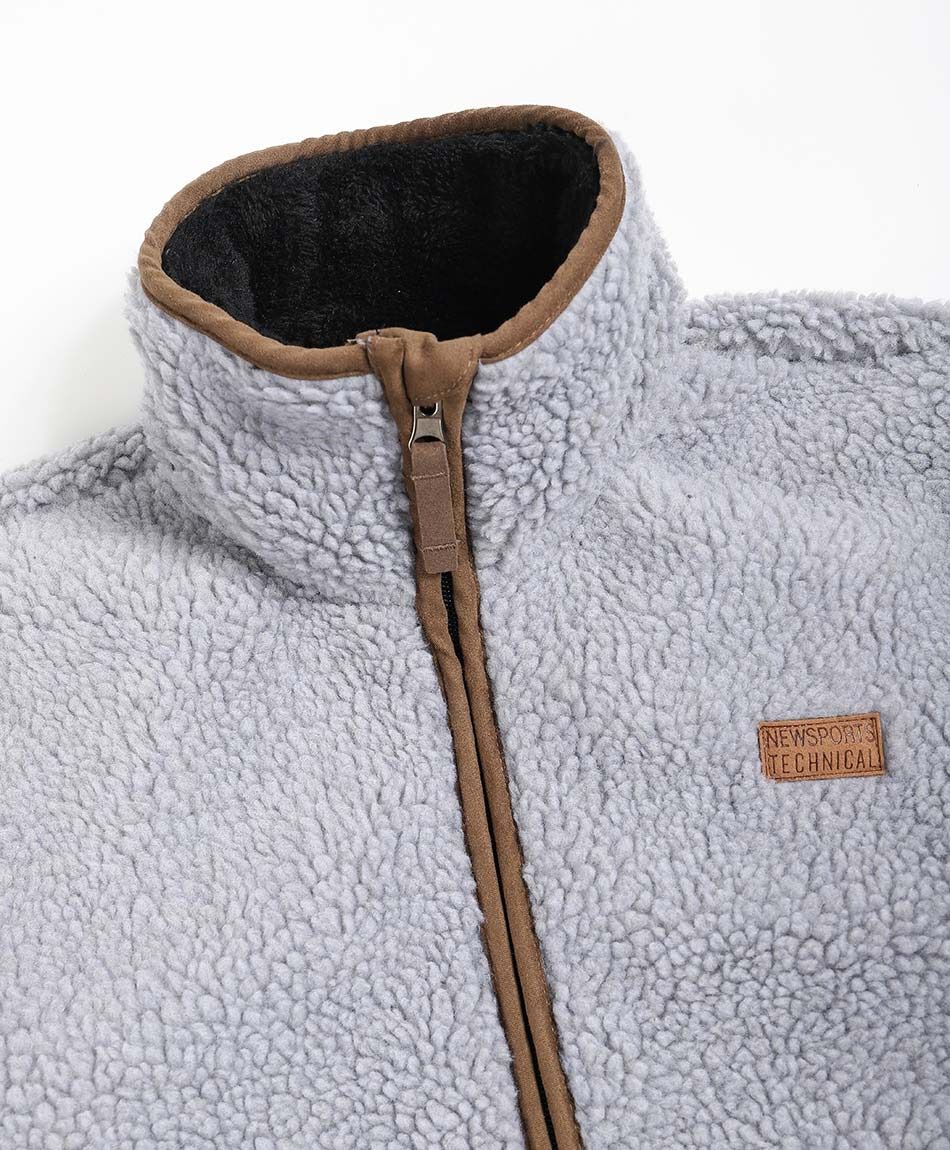 Chaqueta hombre polar sherpa gris