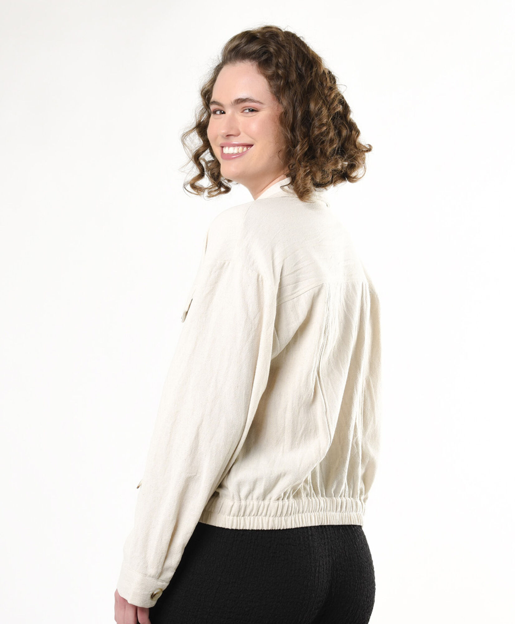 Chaqueta mujer lino crop Chaqueta mujer lino crop