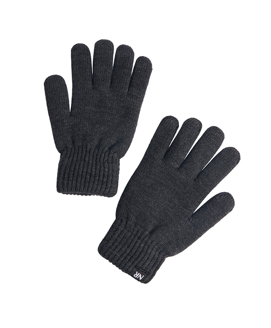 Guantes hombre lana gris