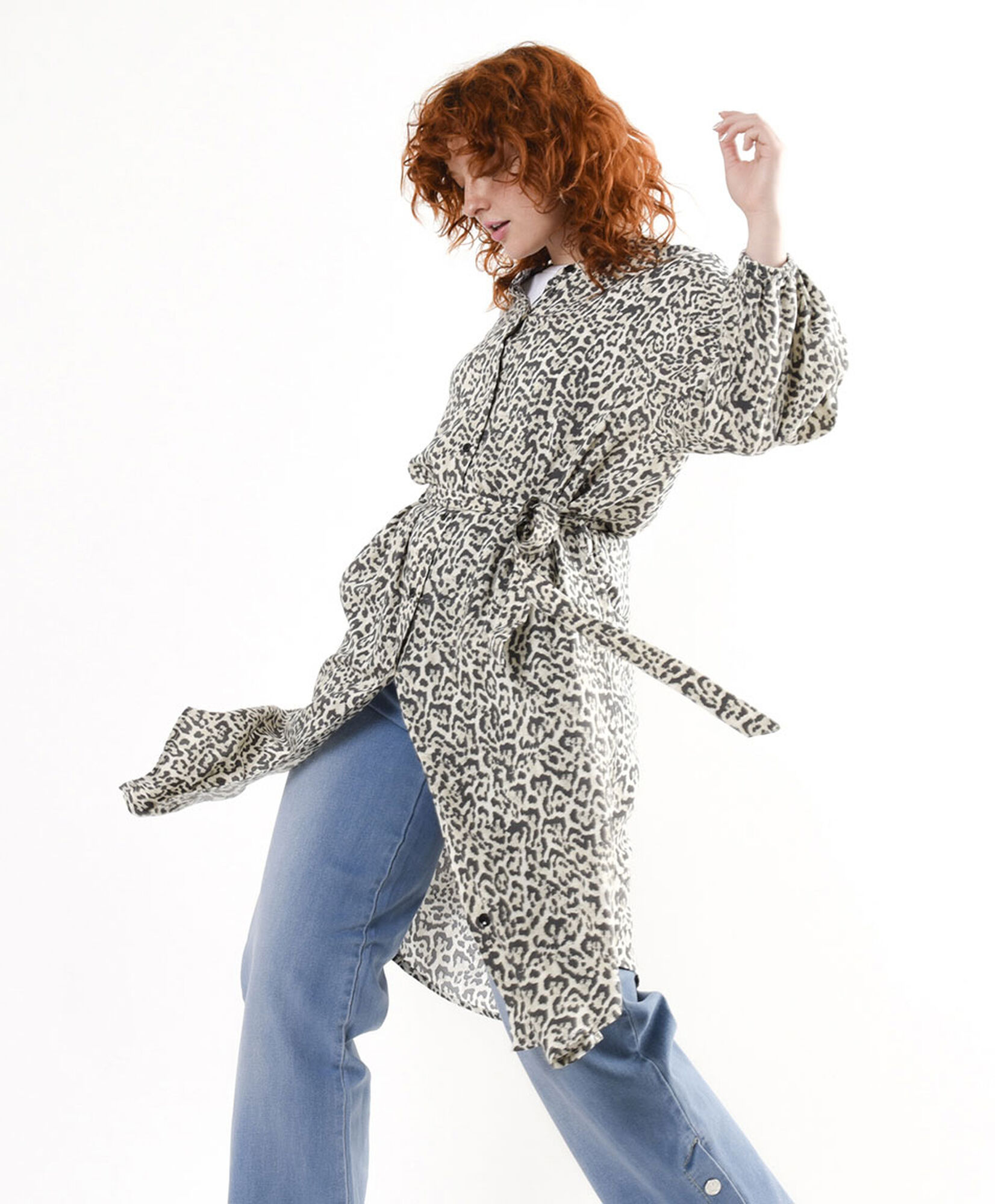Blusón mujer animal print leopardo lazo Blusón mujer animal print leopardo lazo