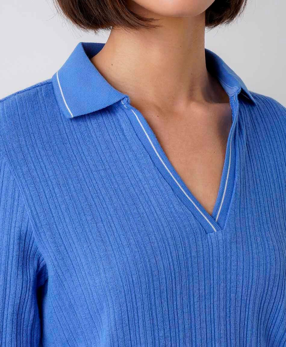 Polera mujer polo acanalada