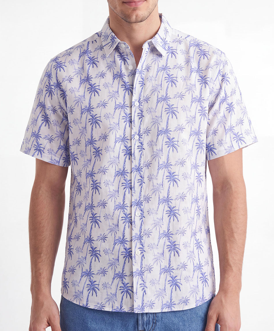 Camisa hombre palmeras lino