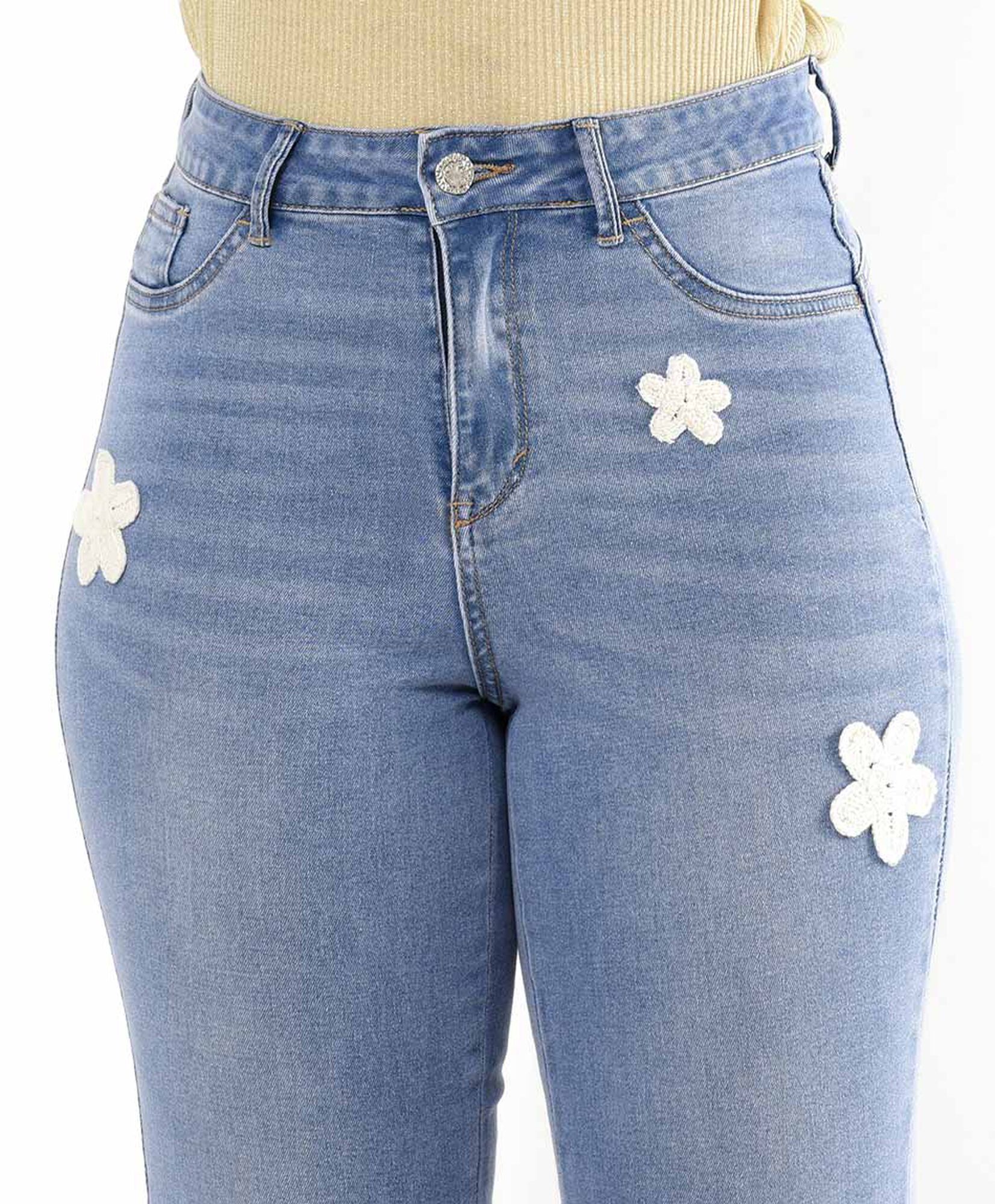Jeans mujer flores crochet skinny fit Jeans mujer flores crochet skinny fit