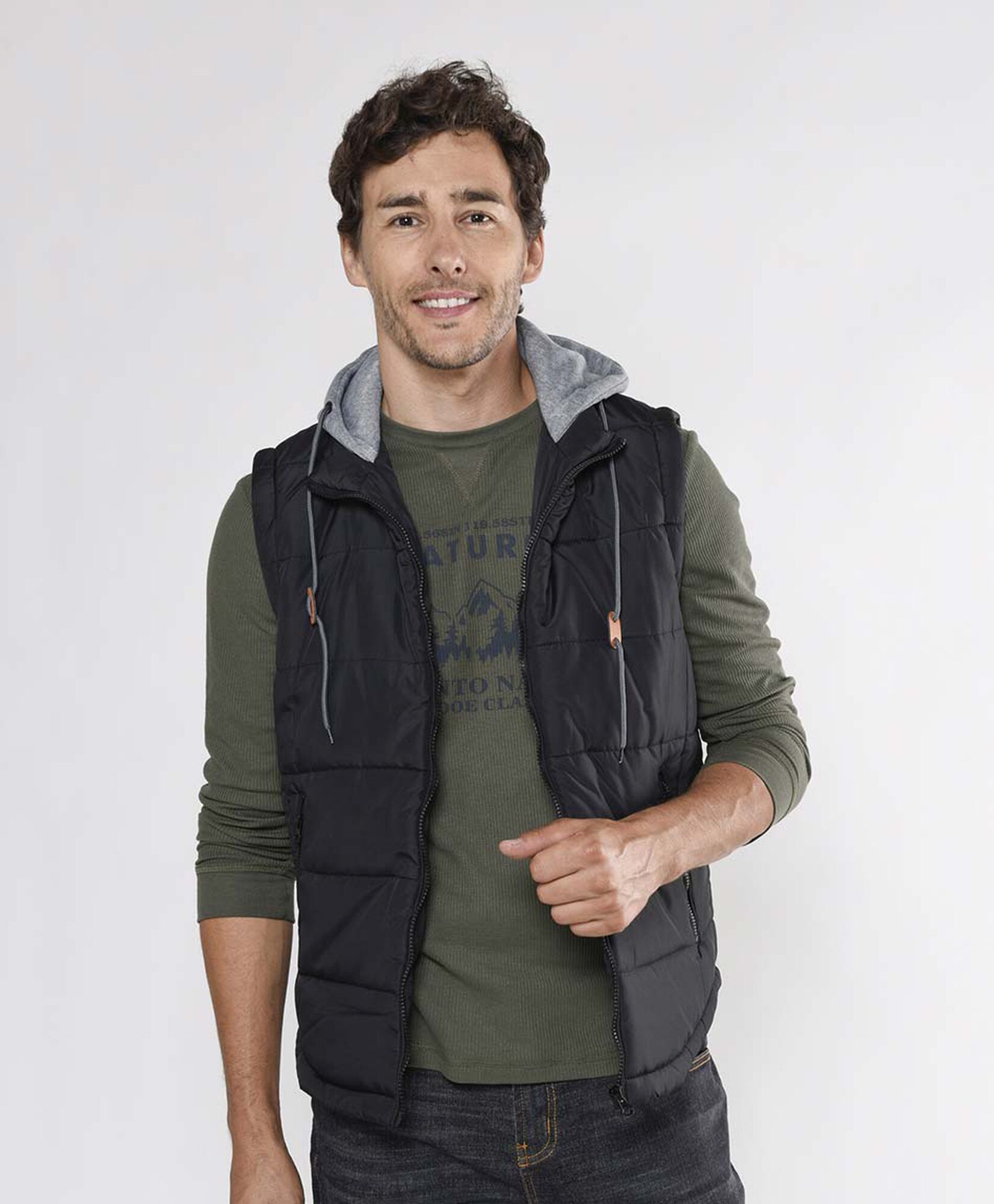 Parka hombre costuras horizontales sin mangas Parka hombre costuras horizontales sin mangas