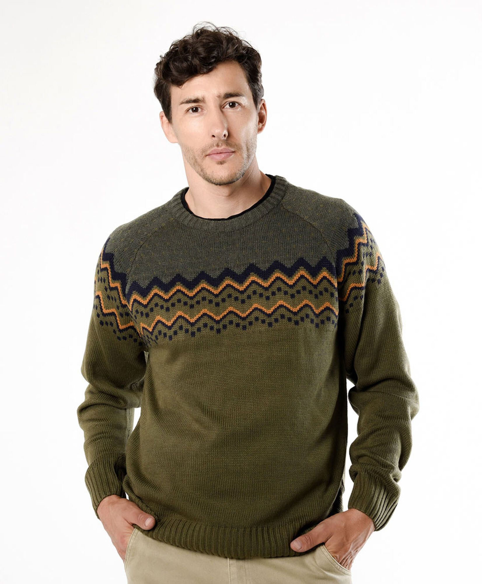 Sweater hombre jacquard líneas verde Sweater hombre jacquard líneas verde