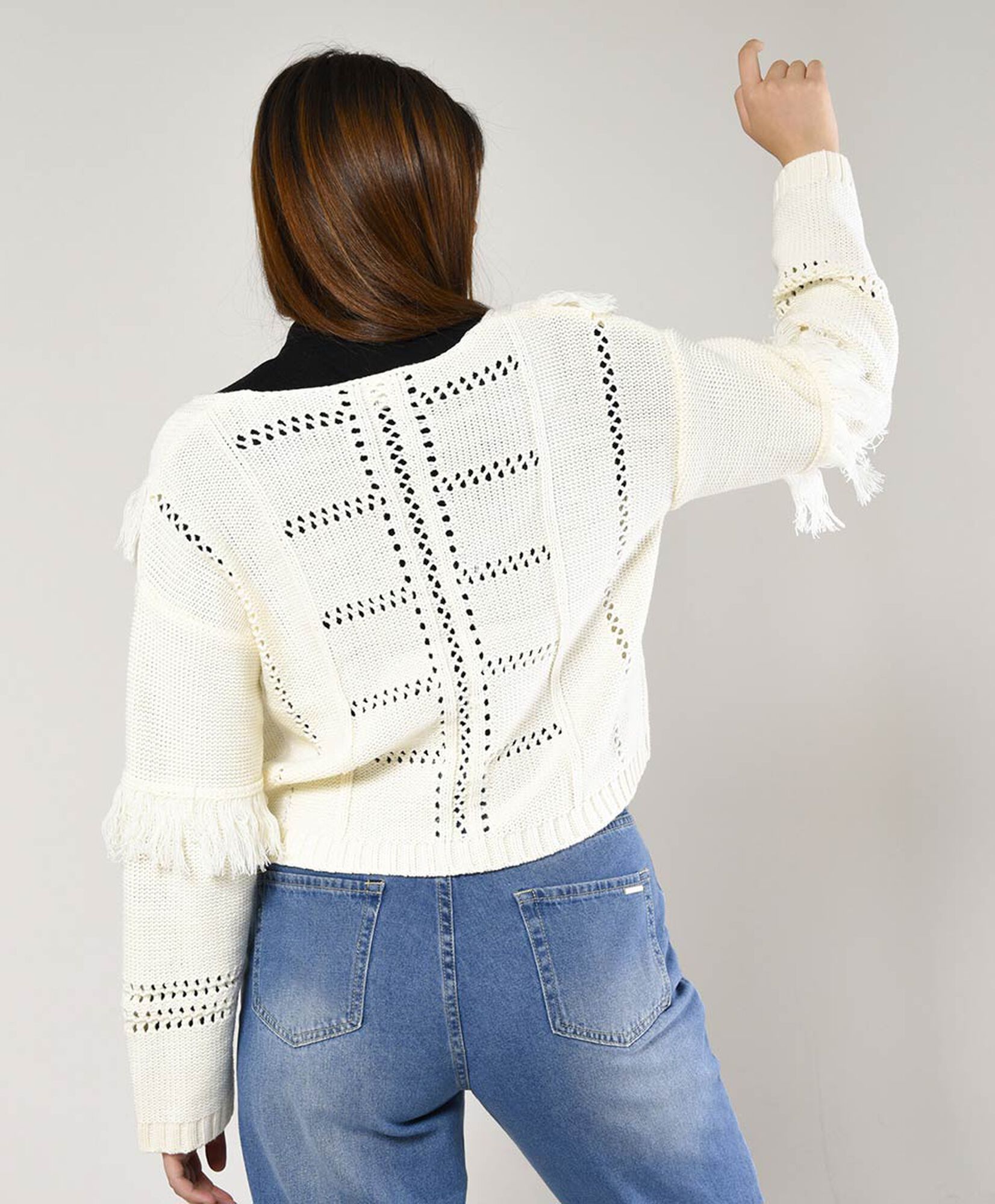 Sweater mujer crop flecos Sweater mujer crop flecos