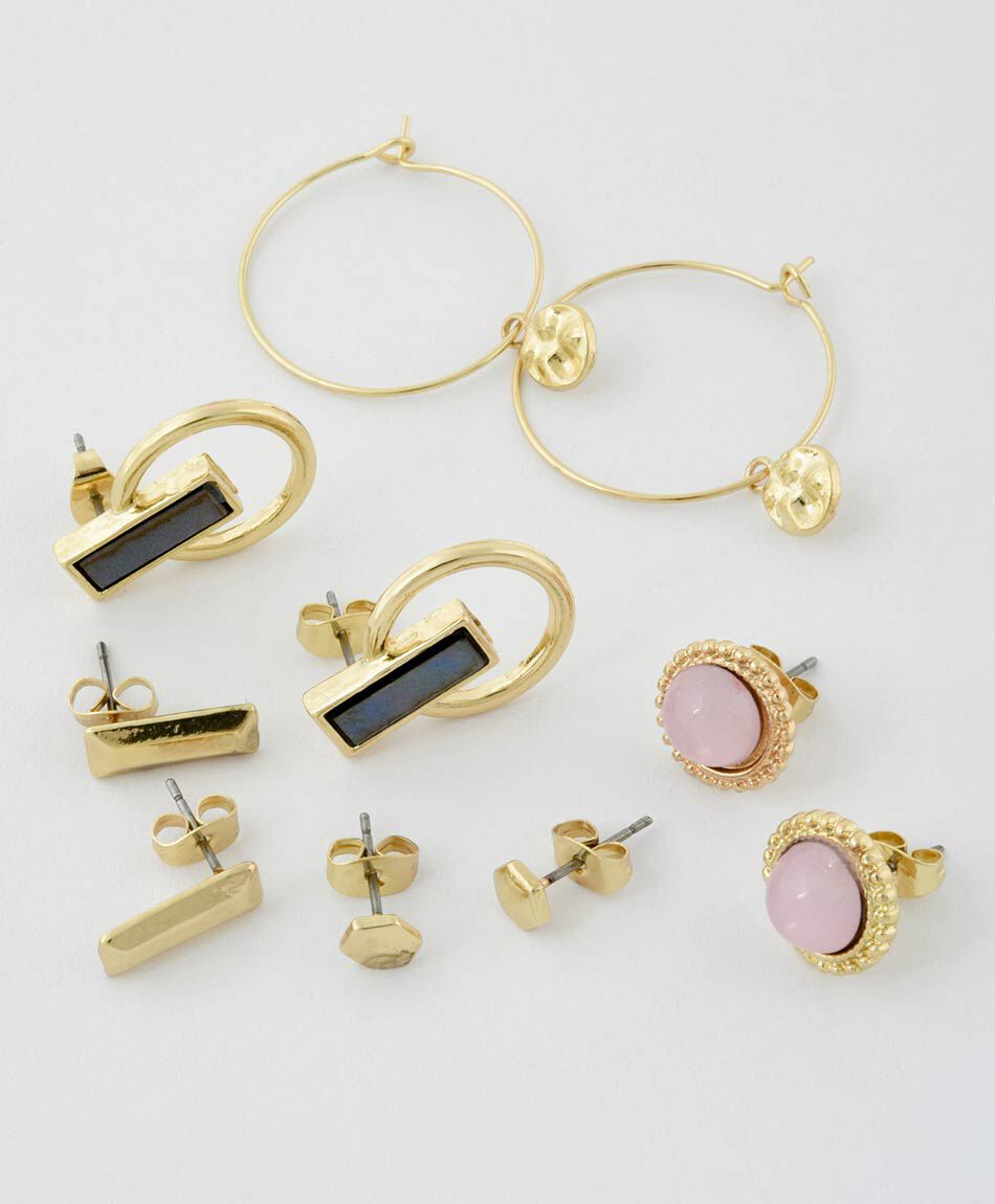 Set de aros mujer dorado 10 piezas