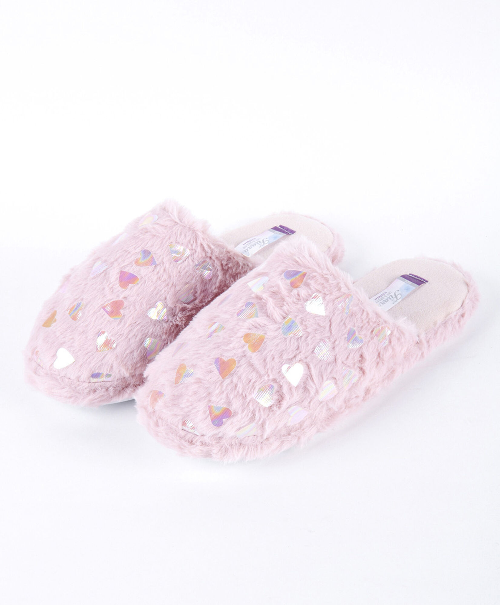 Pantufla mujer corazones brillantes rosada Pantufla mujer corazones brillantes rosada
