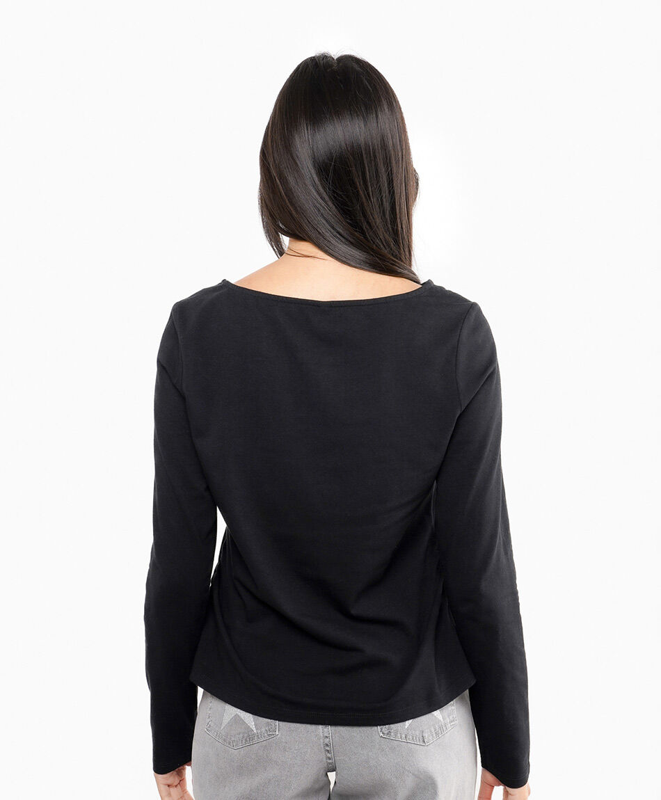 Polera mujer b&aacute;sica negra manga larga