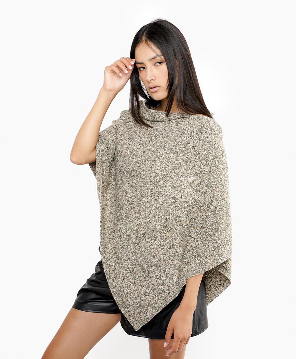 Poncho mujer light beige