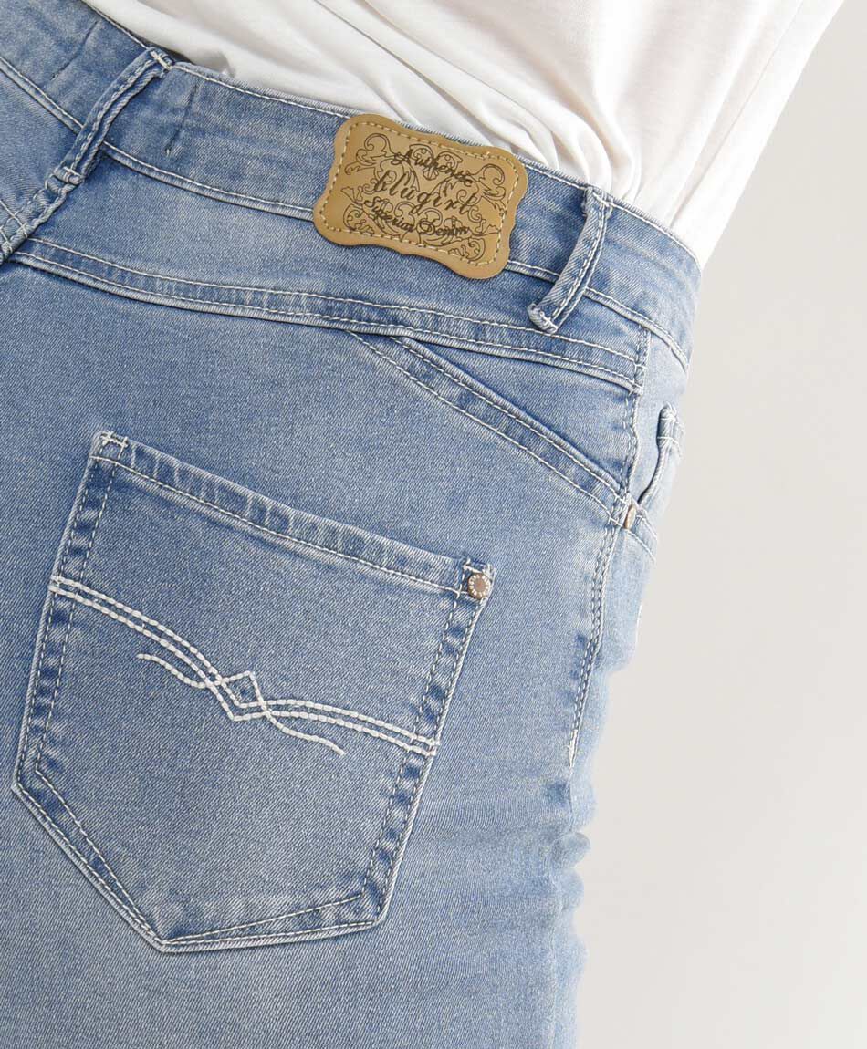 Jeans mujer flores bordadas skinny fit