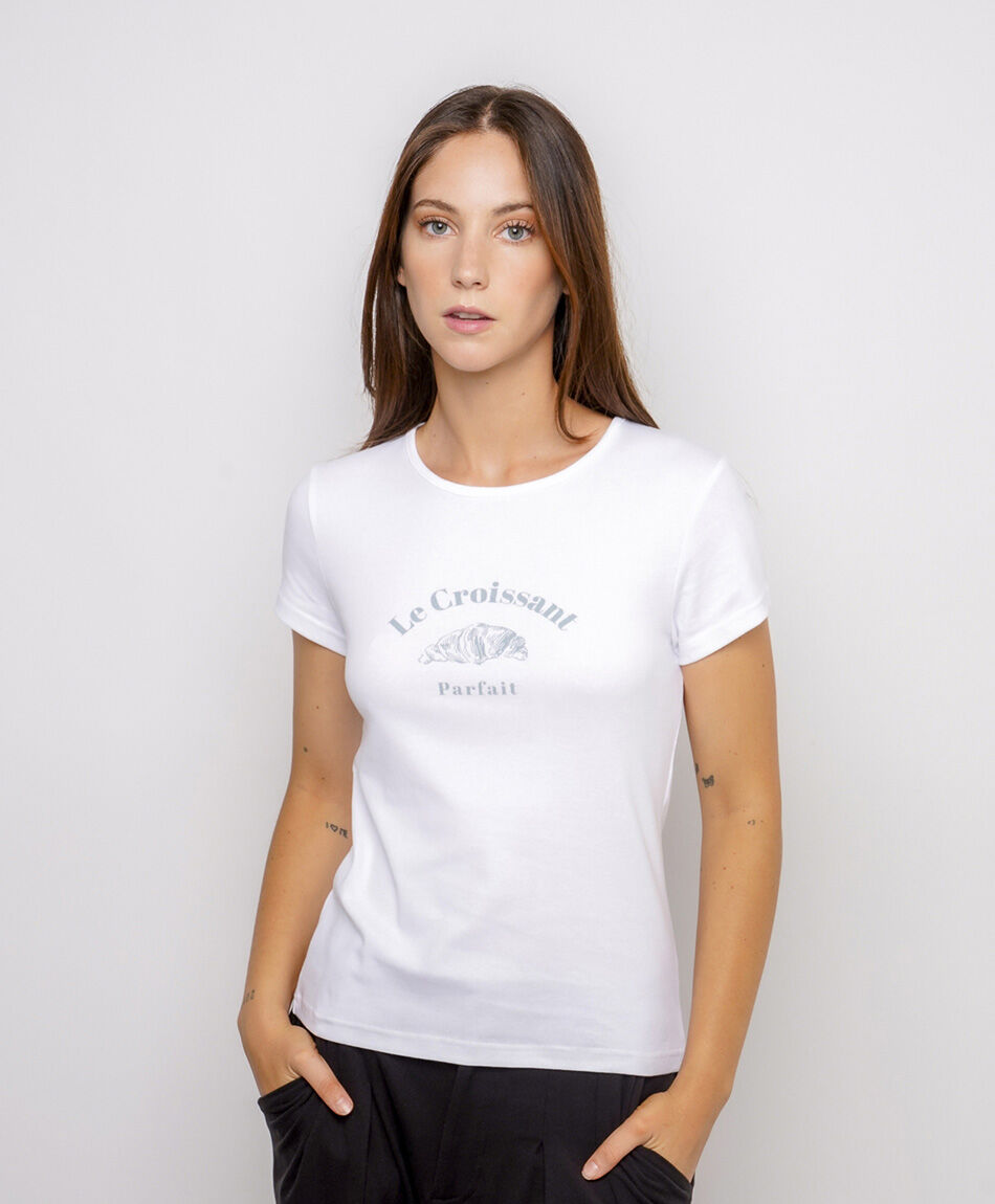 Polera mujer estampado croissant