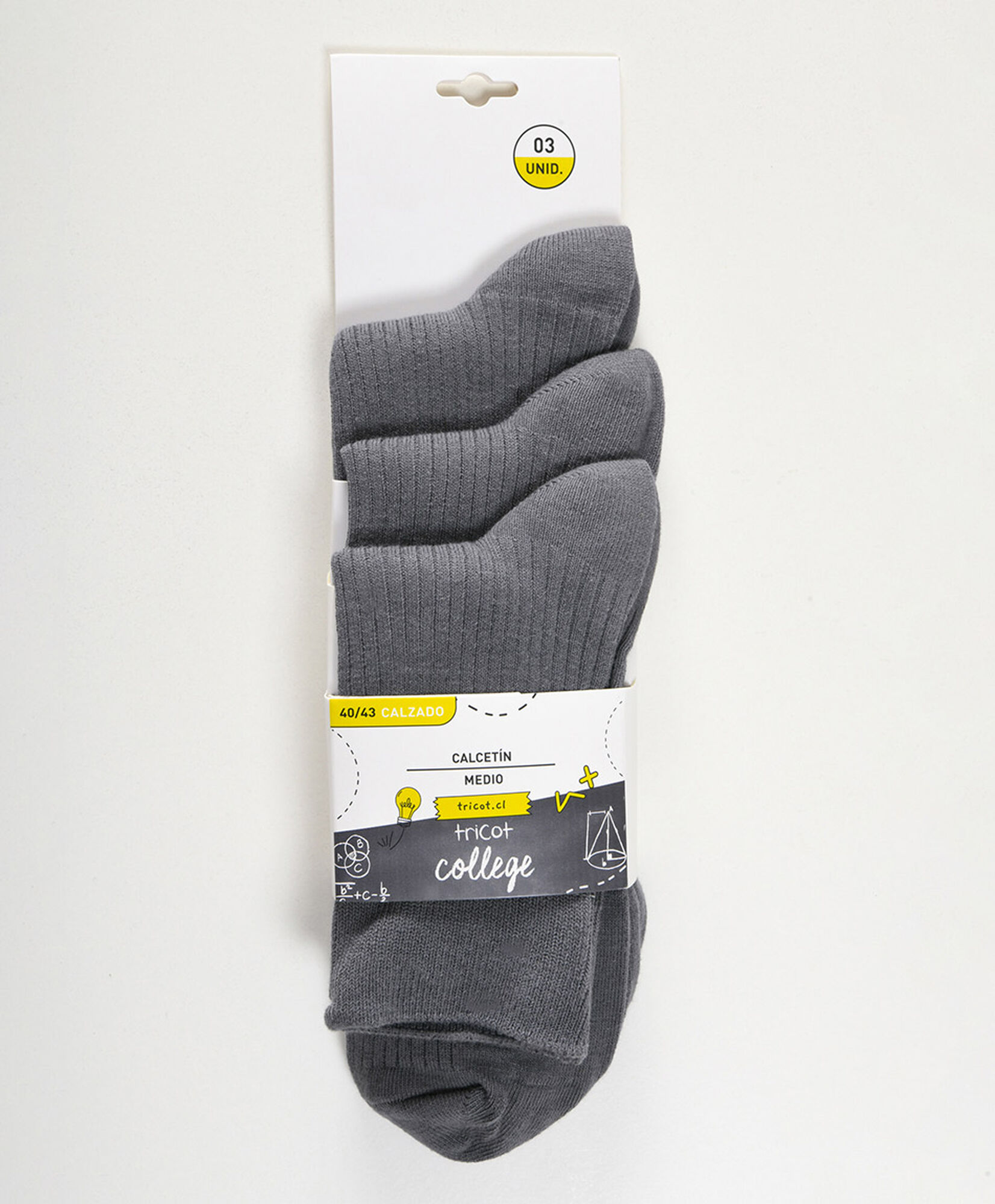 Set 3 calcetines escolares medios gris Set 3 calcetines escolares medios gris