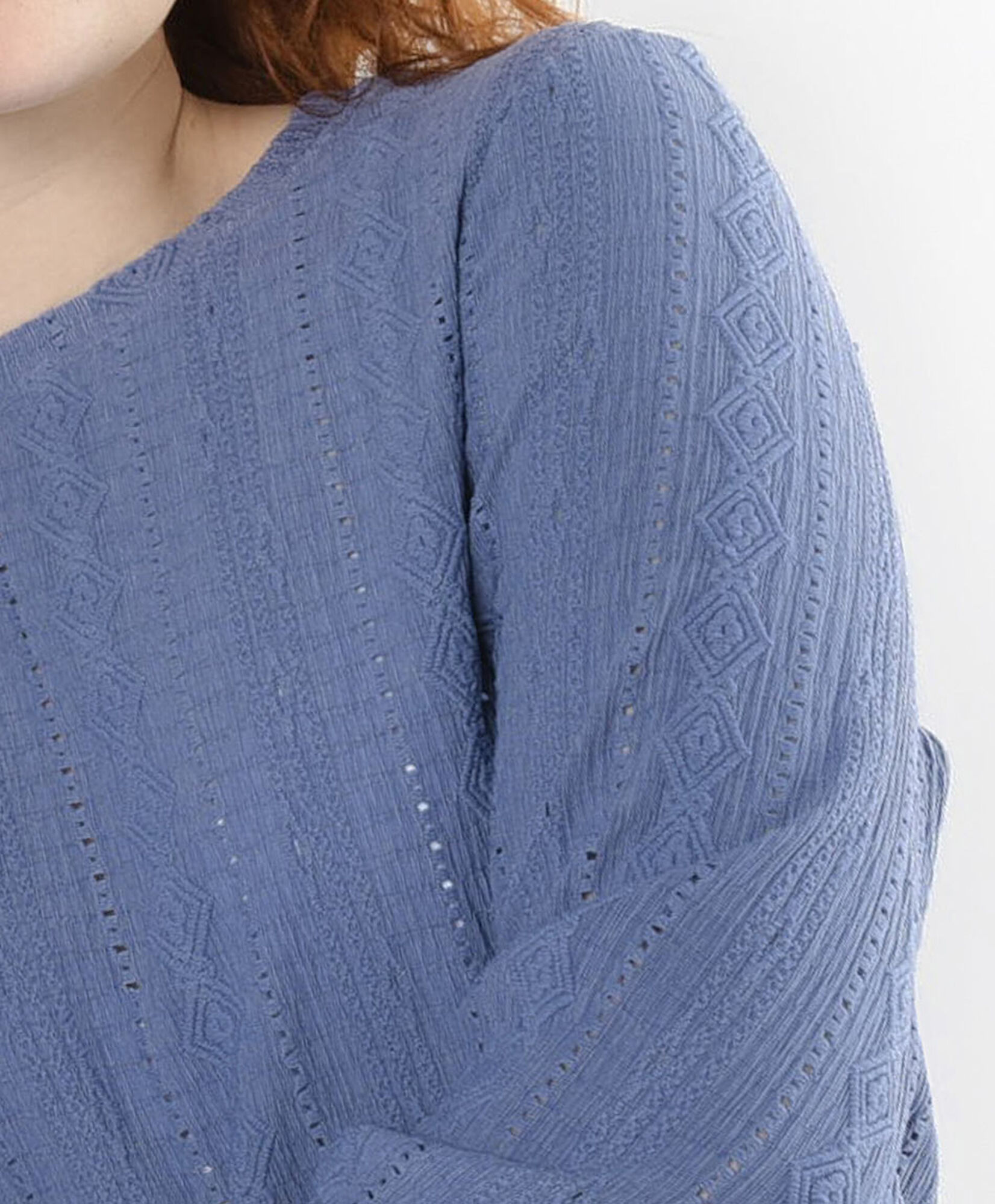 Polera mujer jacquard azul Polera mujer jacquard azul