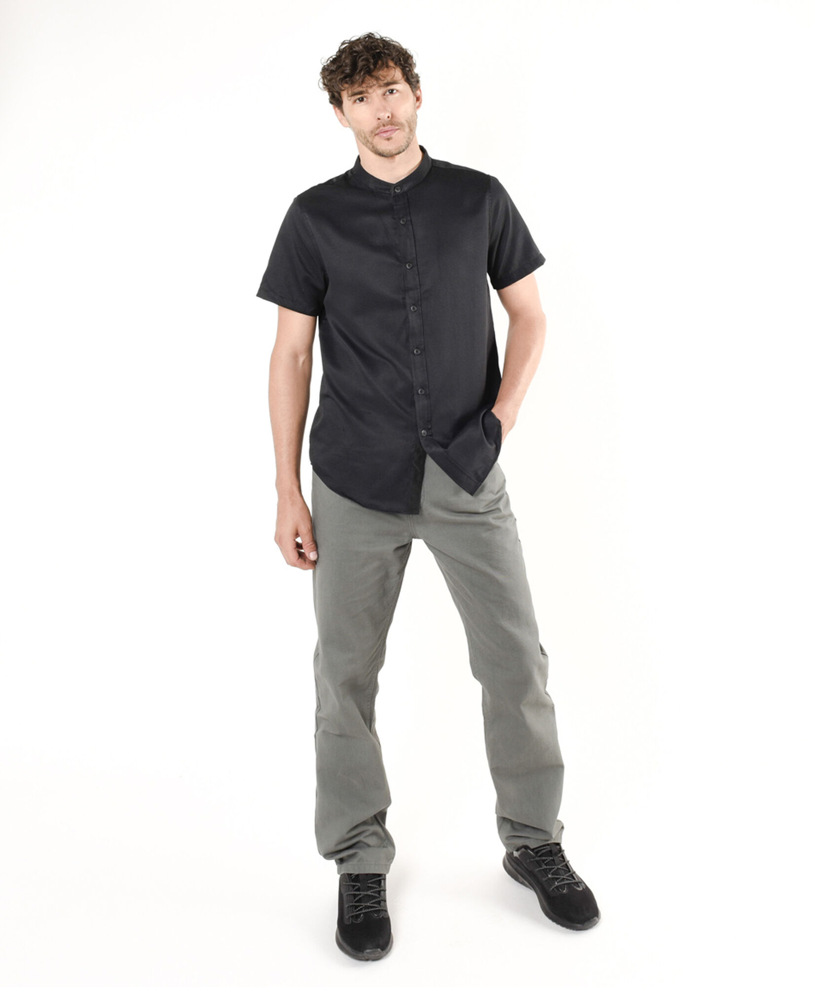 Camisa hombre lisa cuello mao Camisa hombre lisa cuello mao