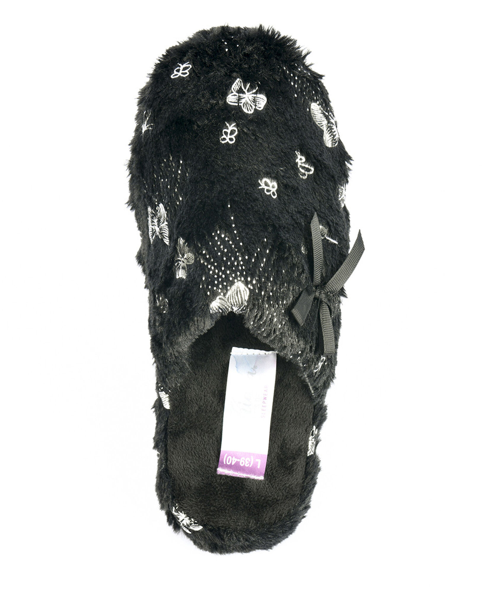 Pantufla mujer brillos mariposas negra Pantufla mujer brillos mariposas negra