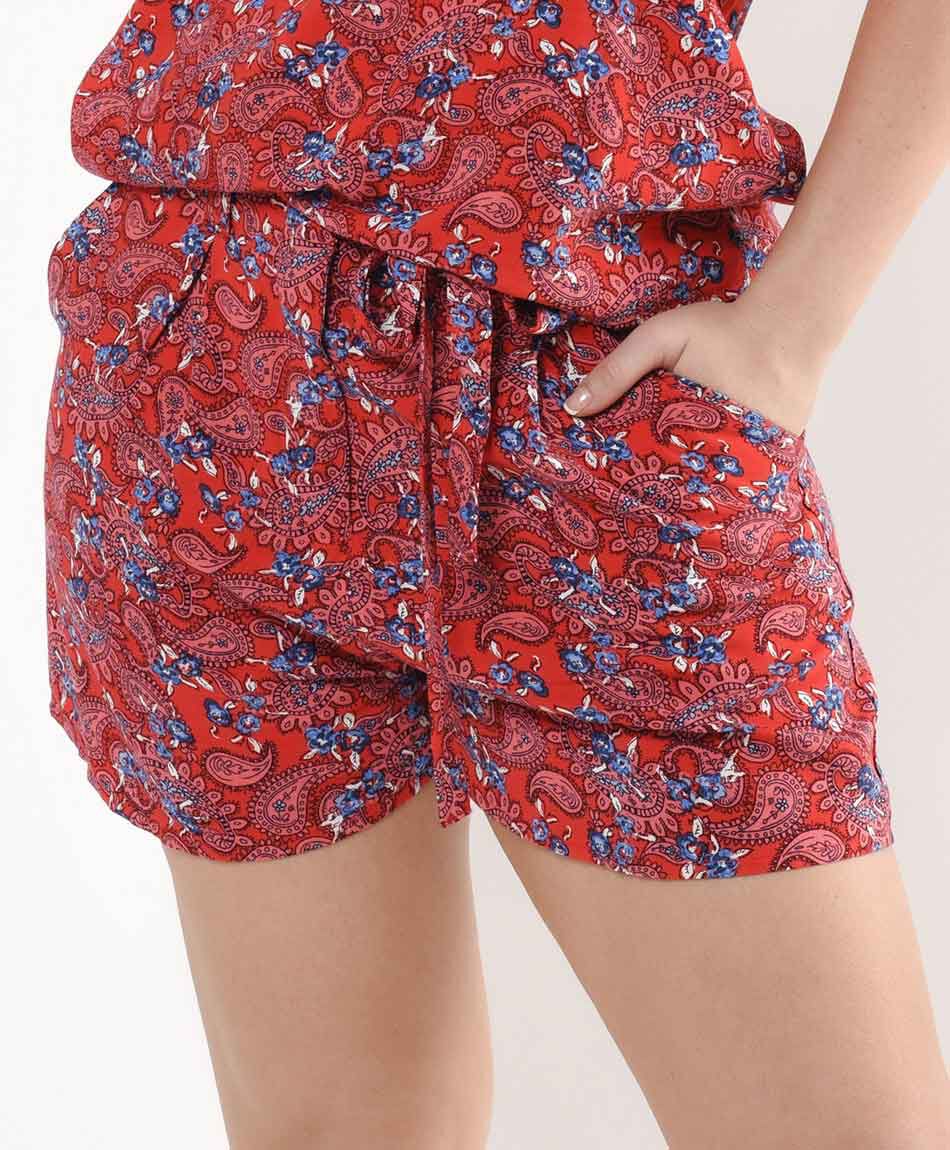 Short mujer floreado con lazo