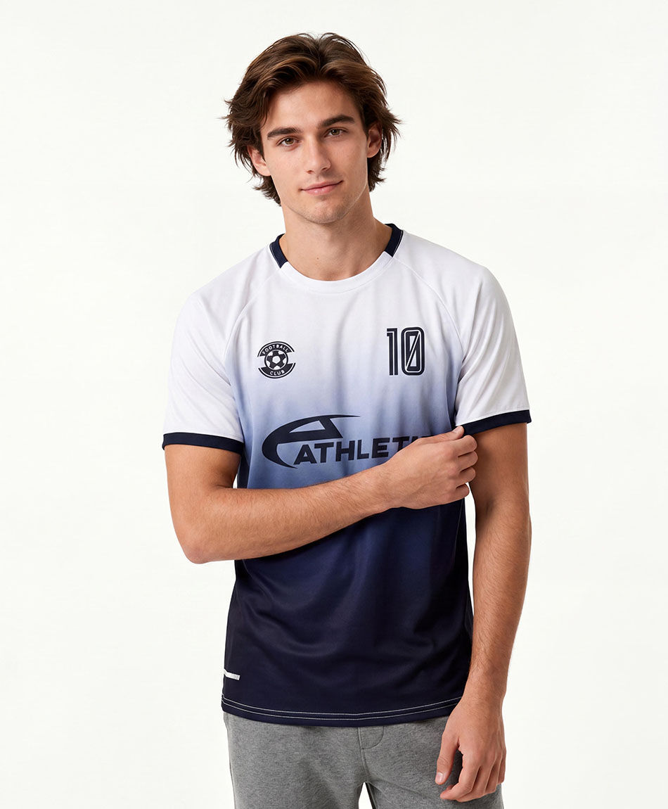 Polera deportiva hombre degrad&eacute; f&uacute;tbol