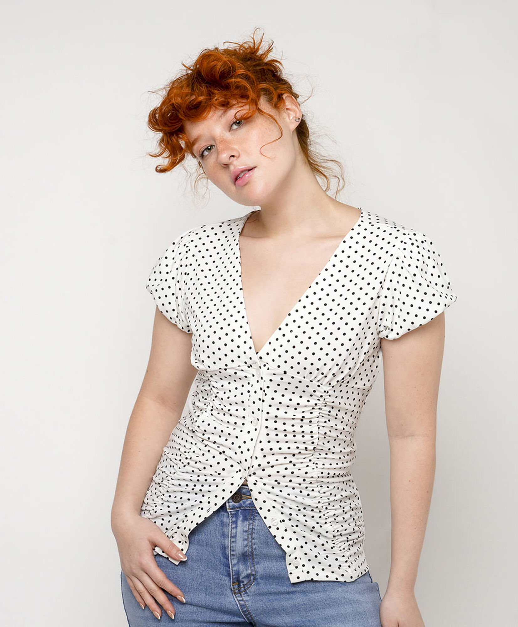 Blusa mujer puntos ajustada Blusa mujer puntos ajustada