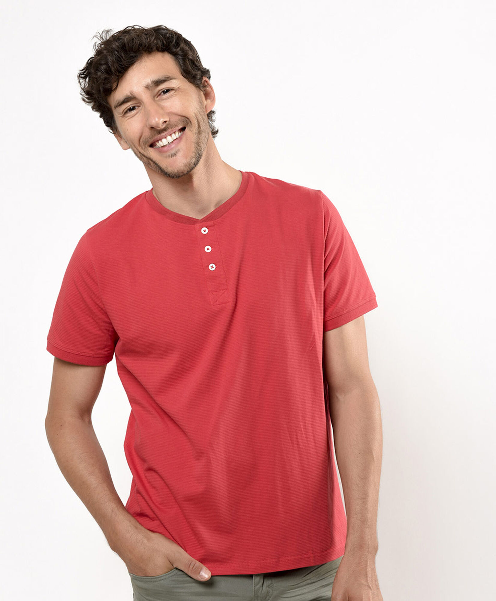 Polera hombre lisa botones Polera hombre lisa botones