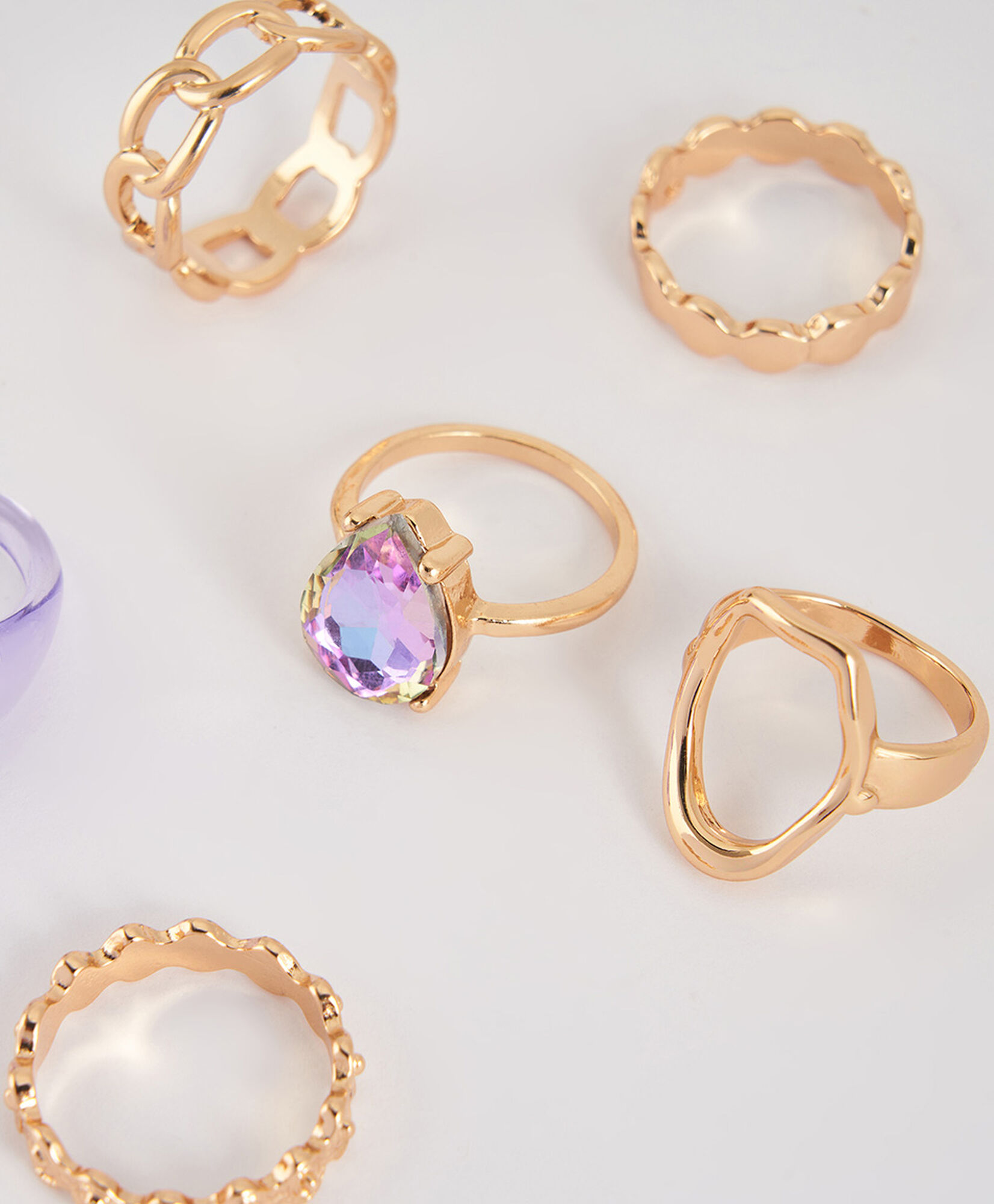 Set 6 anillos mujer detalles lilas Set 6 anillos mujer detalles lilas