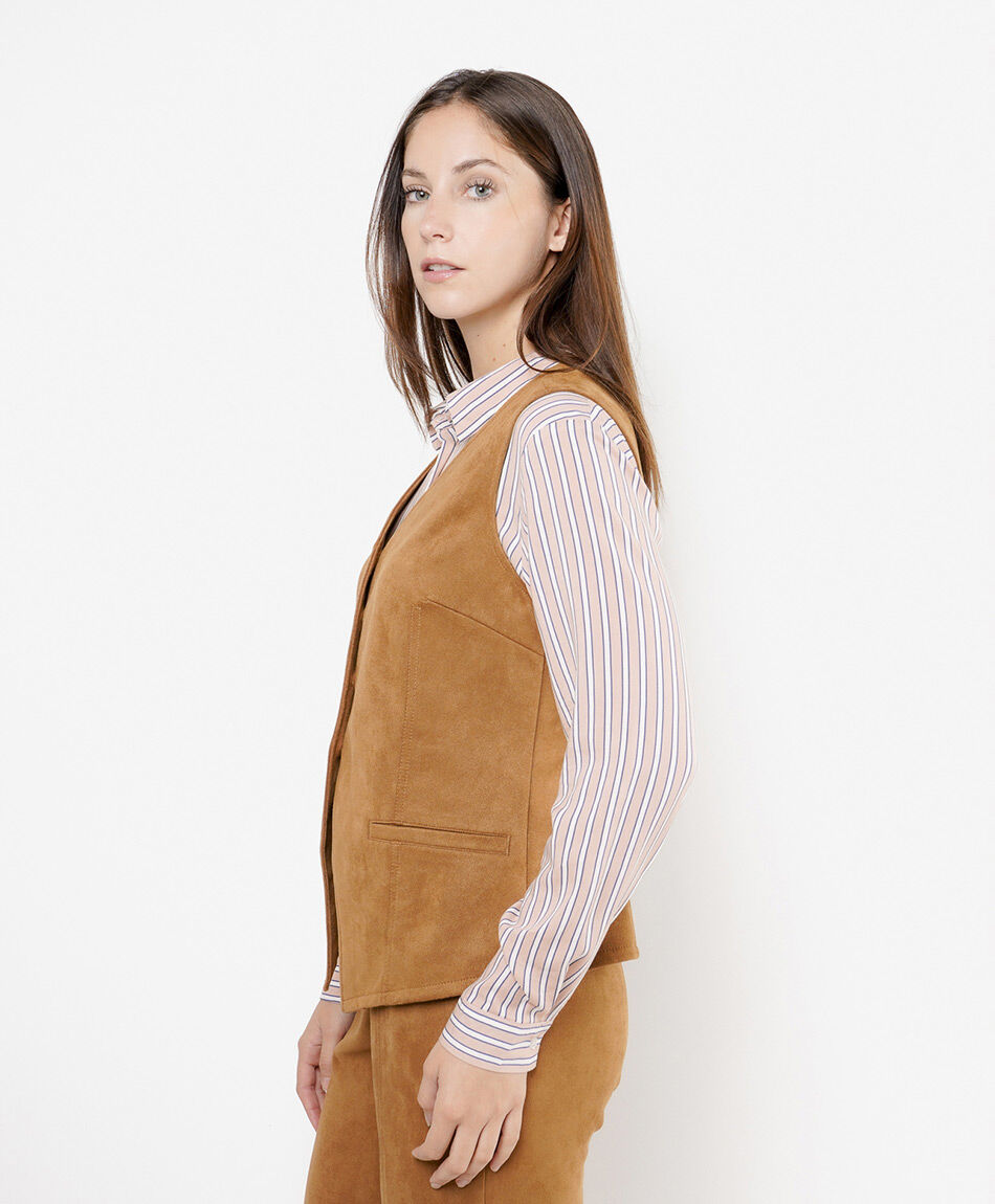 Vest mujer suede camel