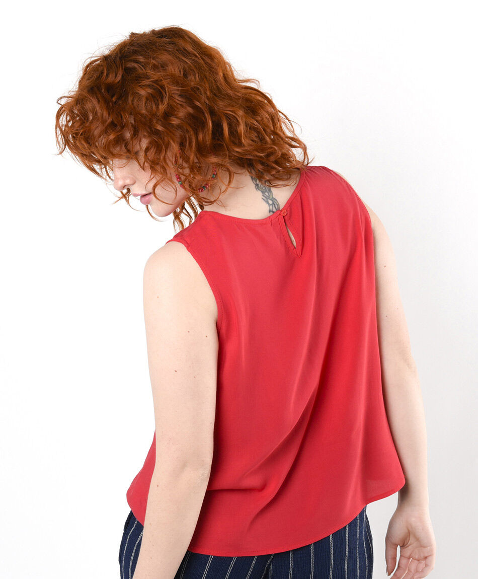 Blusa mujer lisa roja sin mangas