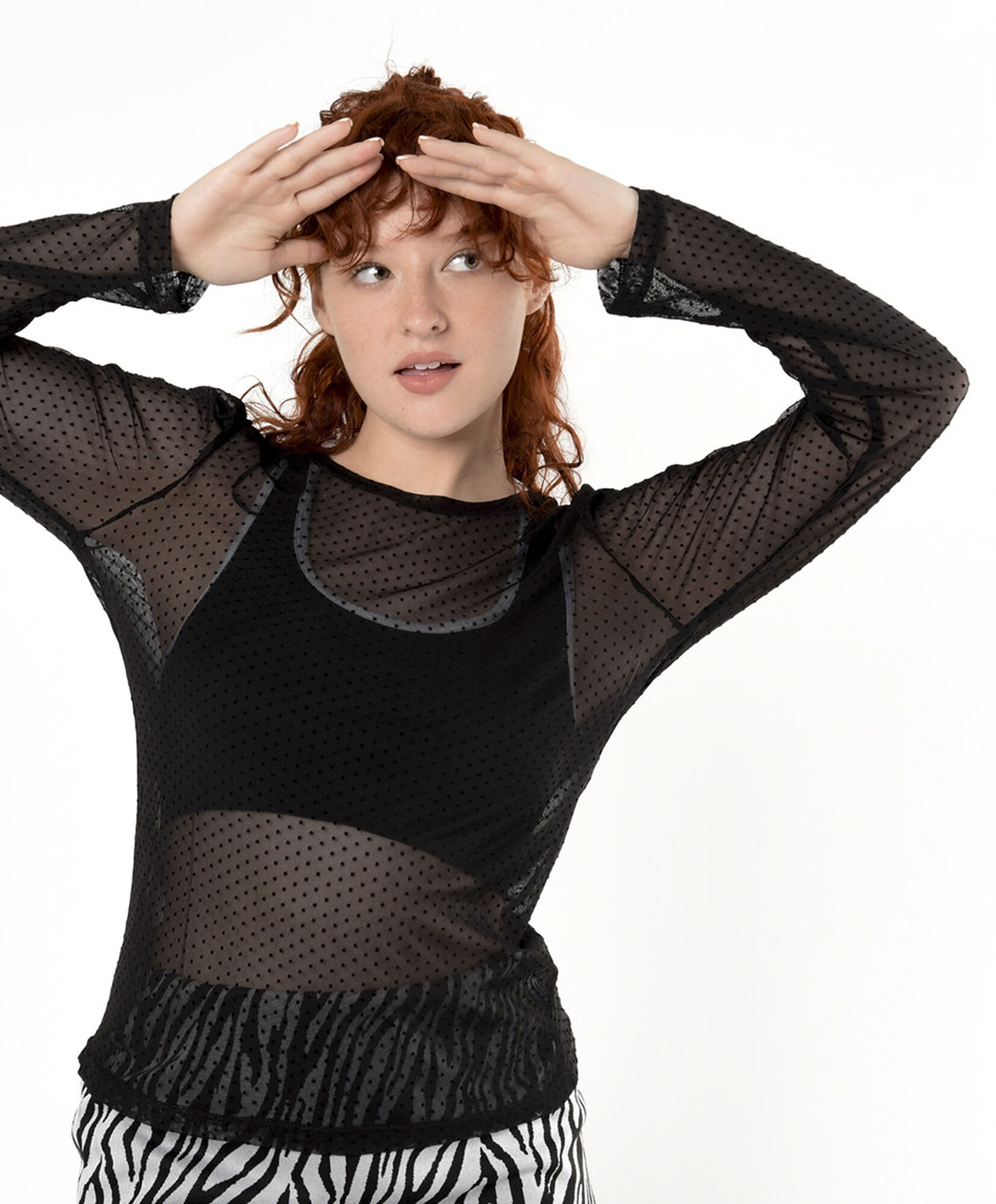 Polera mujer transparencia puntos Polera mujer transparencia puntos