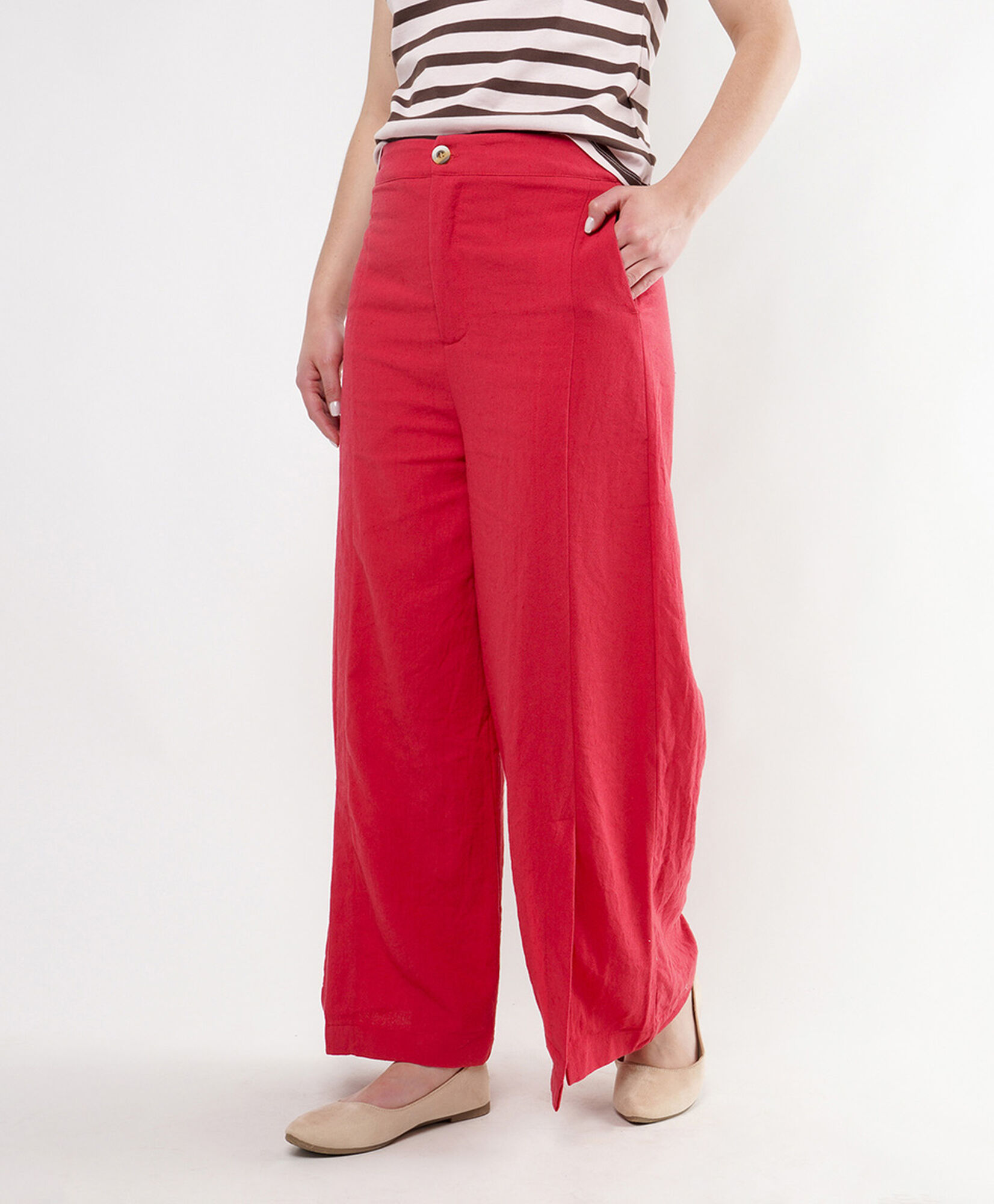 Pantalón mujer liso rojo wide leg Pantalón mujer liso rojo wide leg
