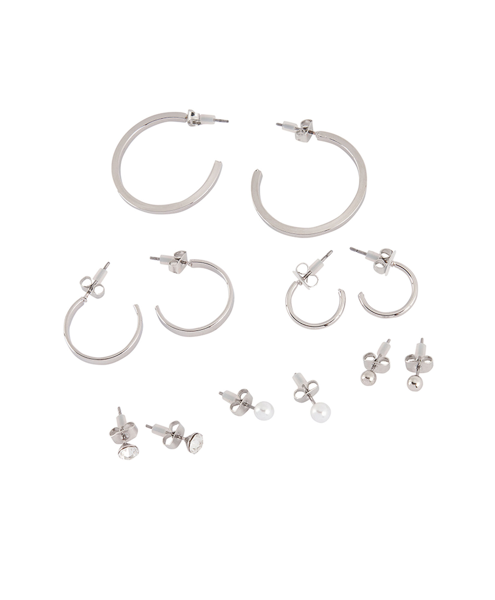 Set 6 aros mujer plateados Set 6 aros mujer plateados