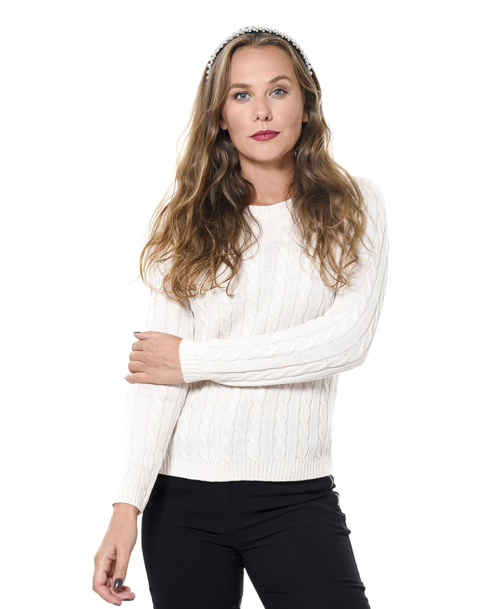 Sweater trenzas cuello redondo Sweater trenzas cuello redondo