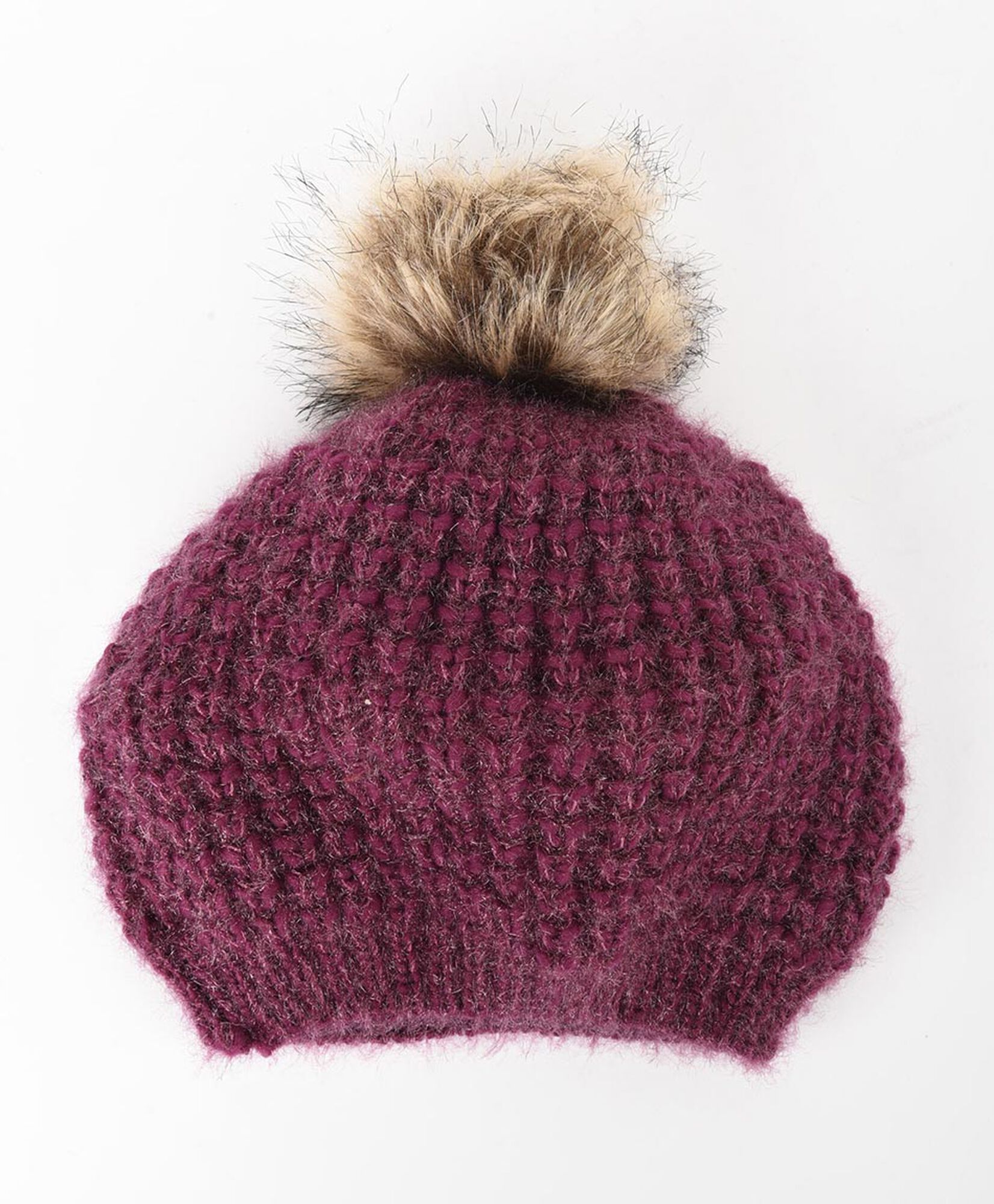 Boina mujer tejida pompon morada Boina mujer tejida pompon morada