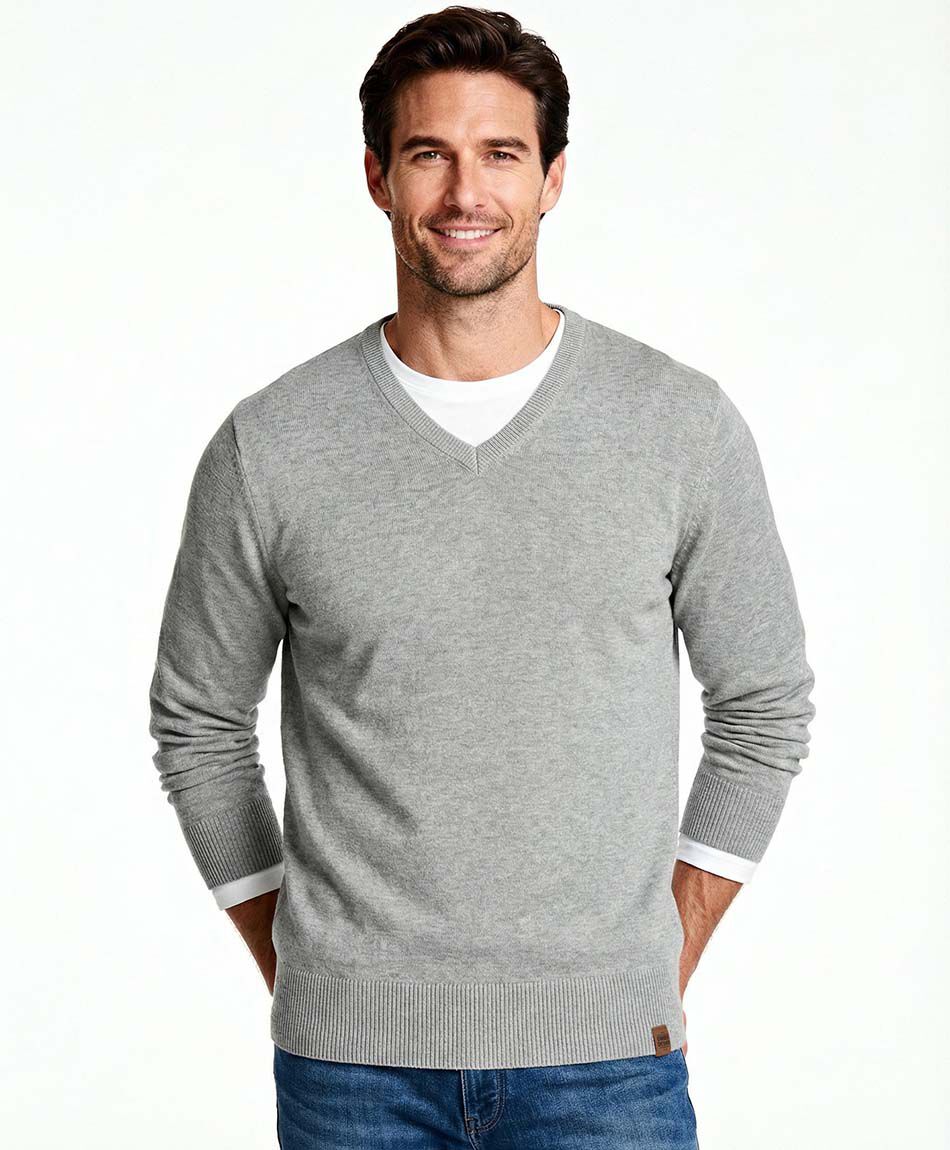 Sweater hombre cuello v grey