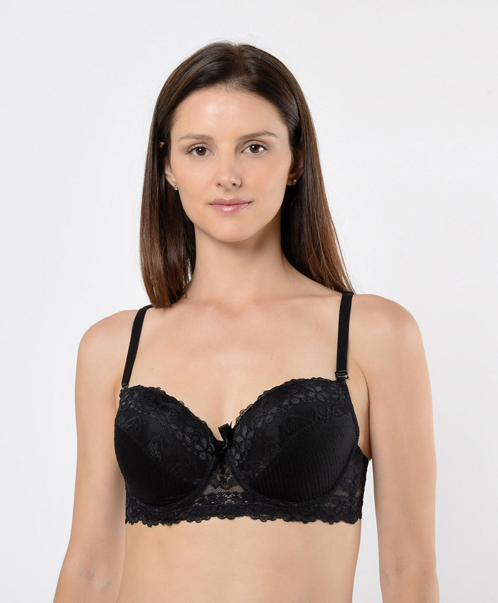 Sostén mujer flores y puntos push up escote corazón Sostén mujer flores y puntos push up escote corazón