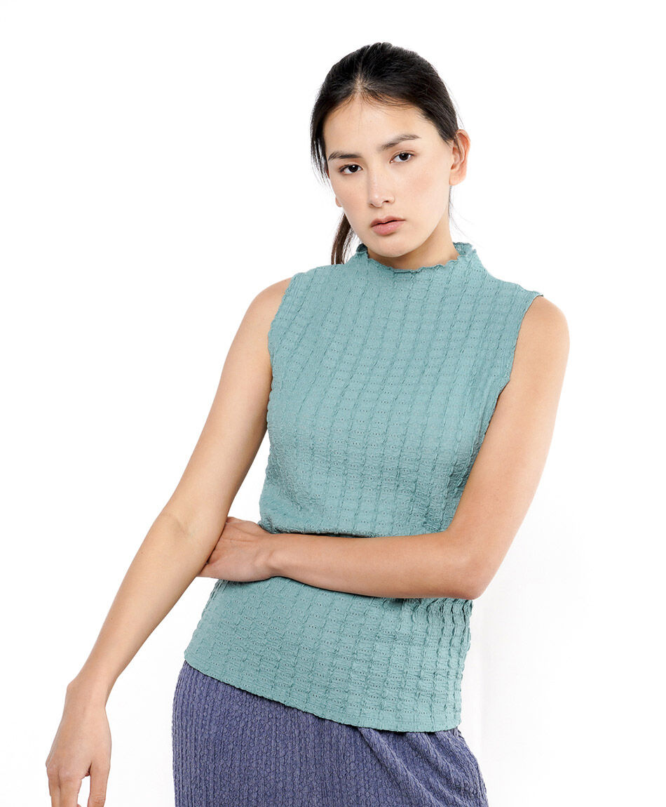 Polera mujer jacquard mini cuello