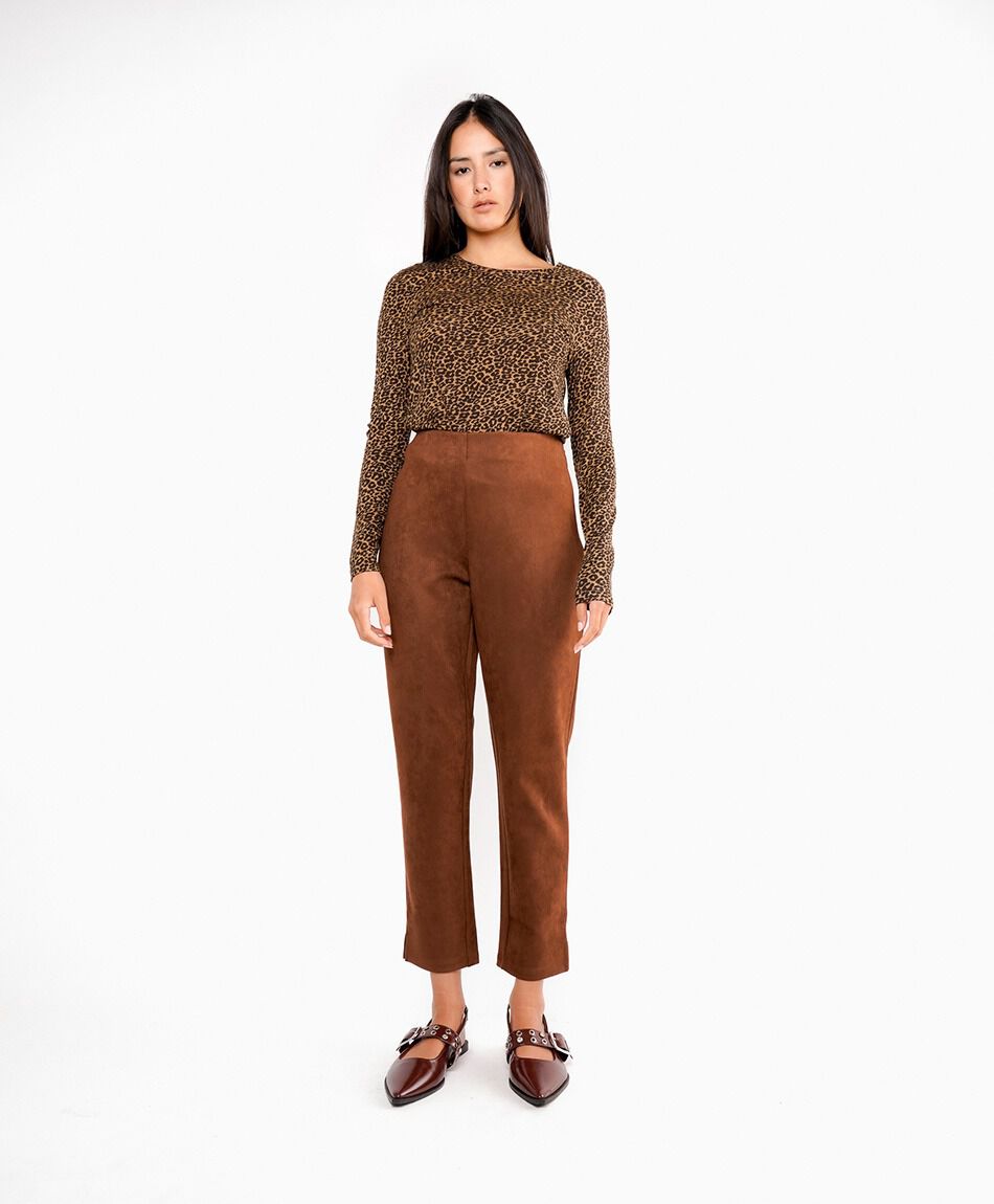 Pantal&oacute;n mujer suede caf&eacute;