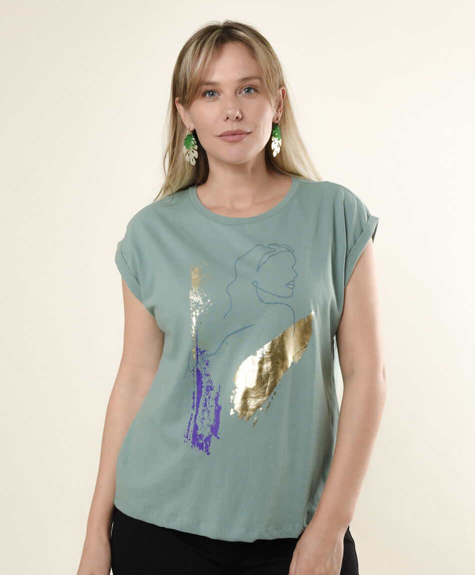 Polera mujer estampado abstracto