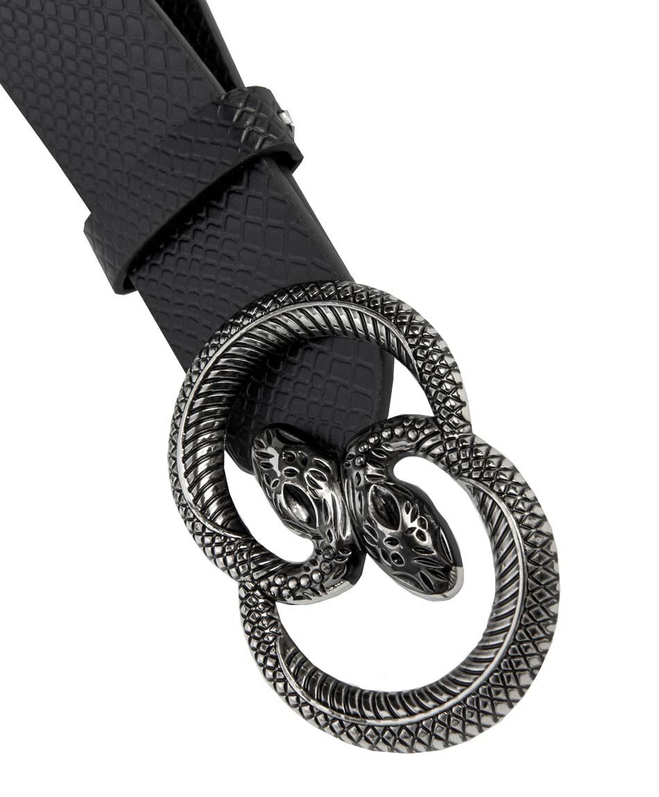 Cintur&oacute;n mujer texturizado snake hebilla cl&aacute;sica