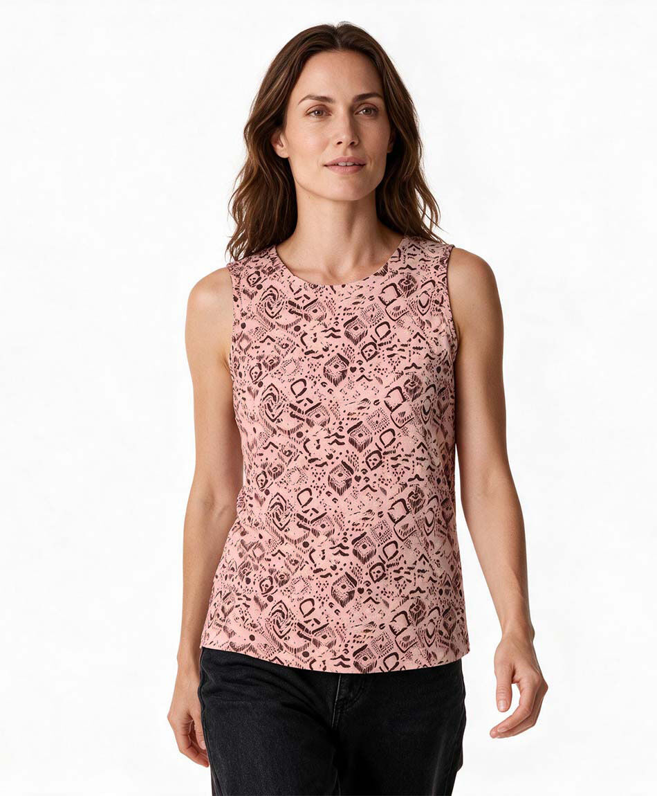 Polera mujer estampada sin mangas