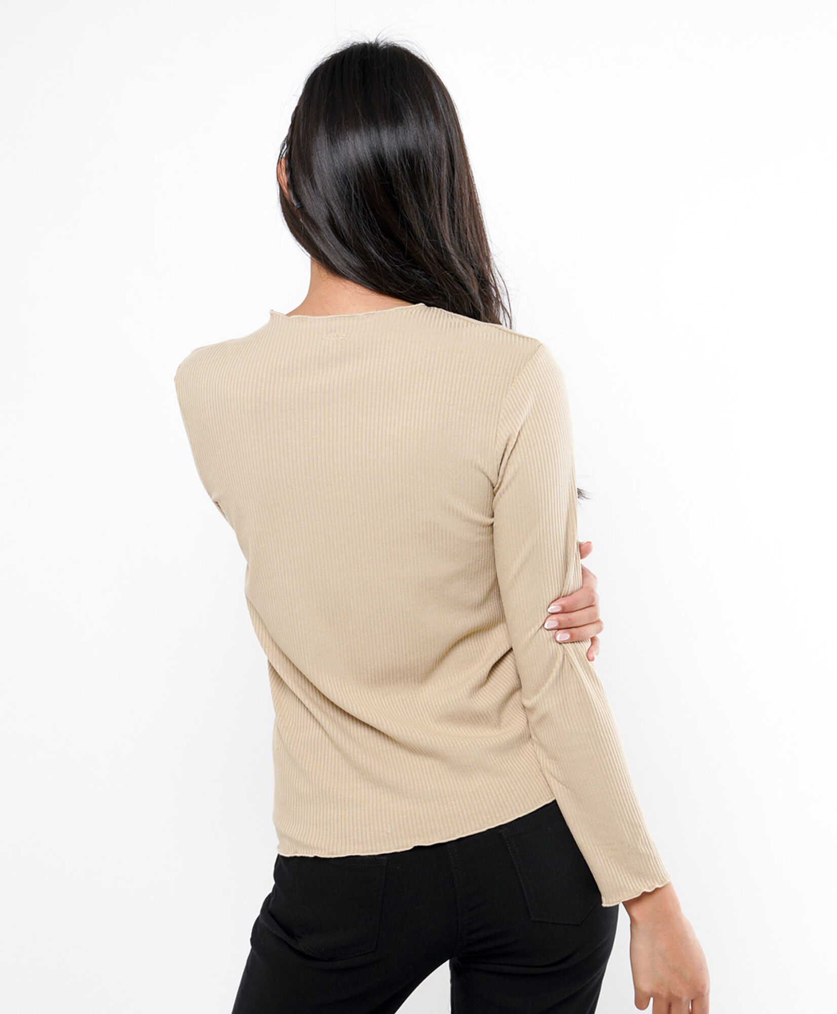 Polera mujer canalé mini cuello Polera mujer canalé mini cuello