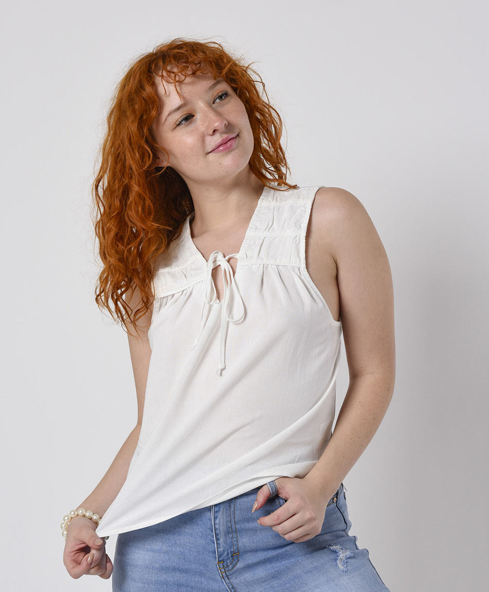 Blusa mujer lino lazo en pecho Blusa mujer lino lazo en pecho