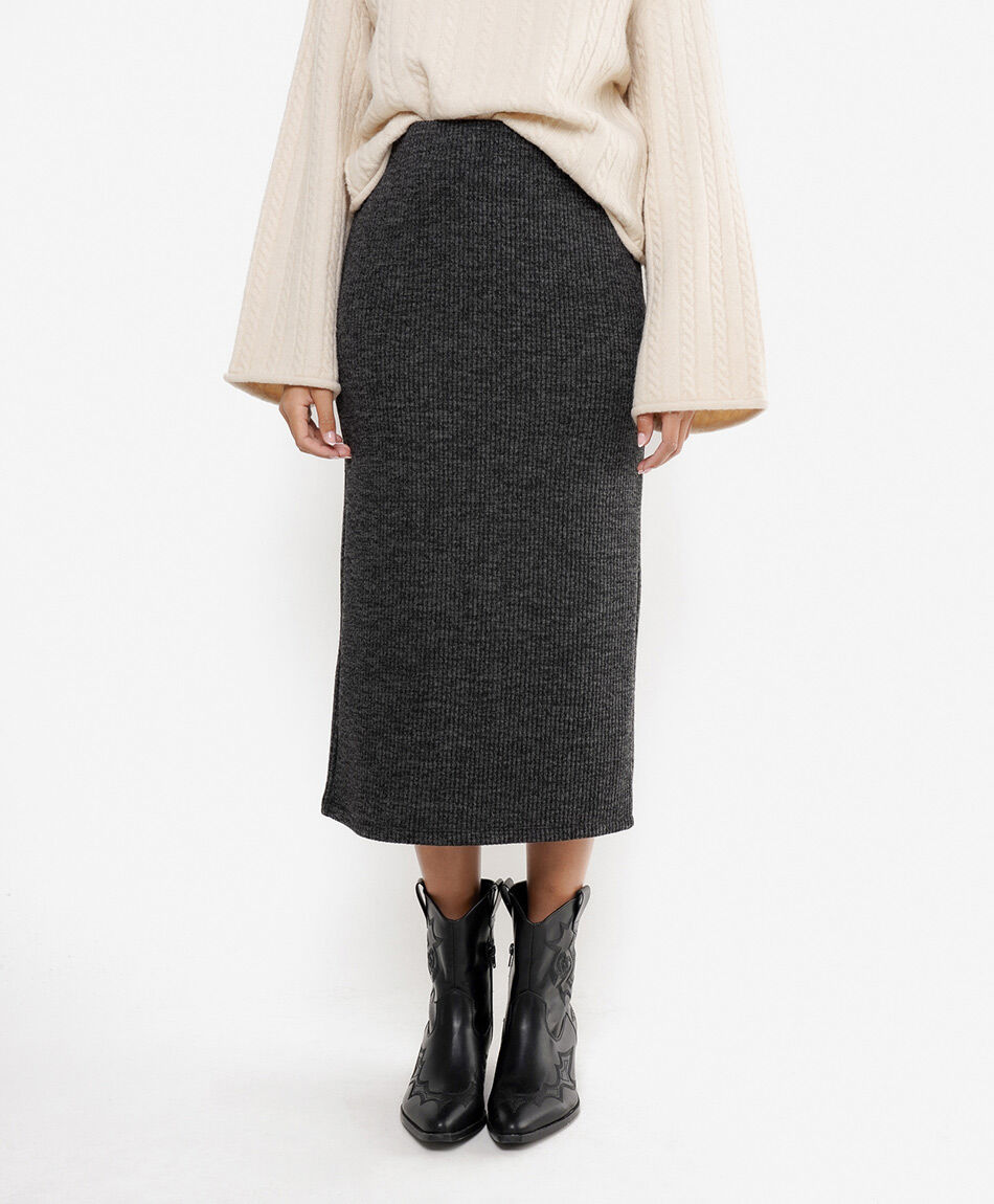 Falda mujer larga lanosa