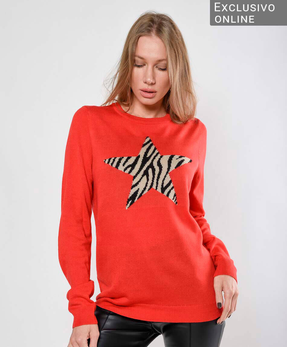 Sweater mujer estrella animal print