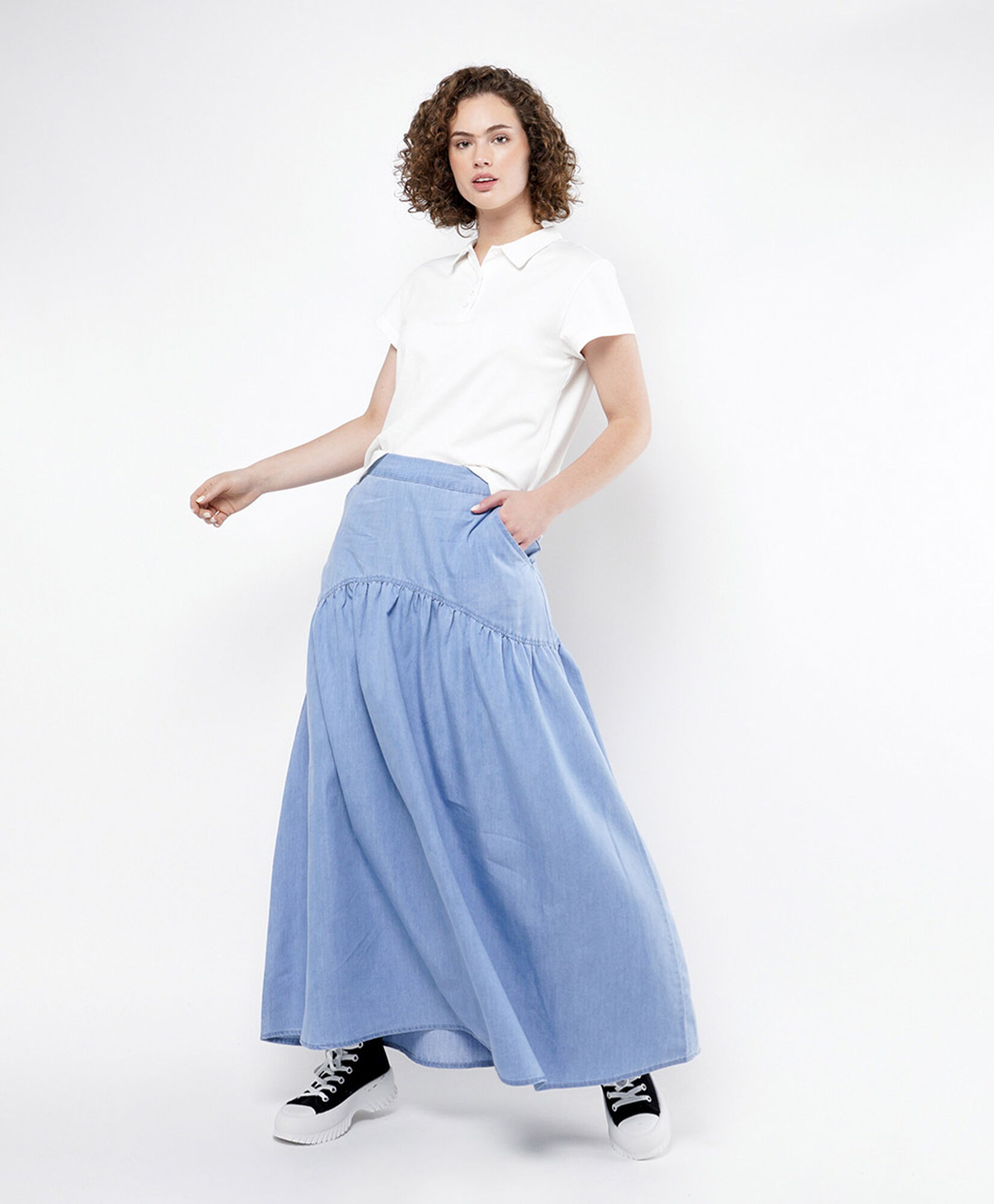 Falda mujer tencel bolsillos Falda mujer tencel bolsillos