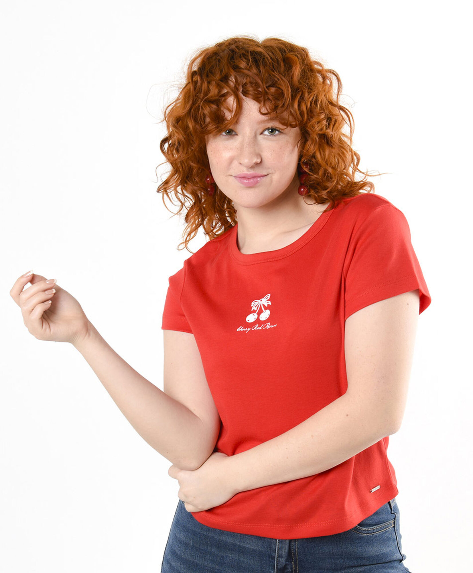 Polera mujer roja cerezas Polera mujer roja cerezas