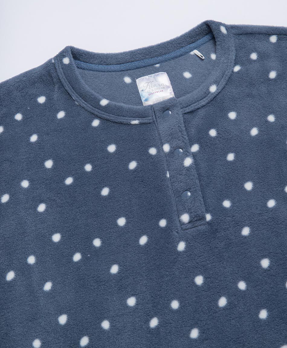 Pijama mujer polar lunares white