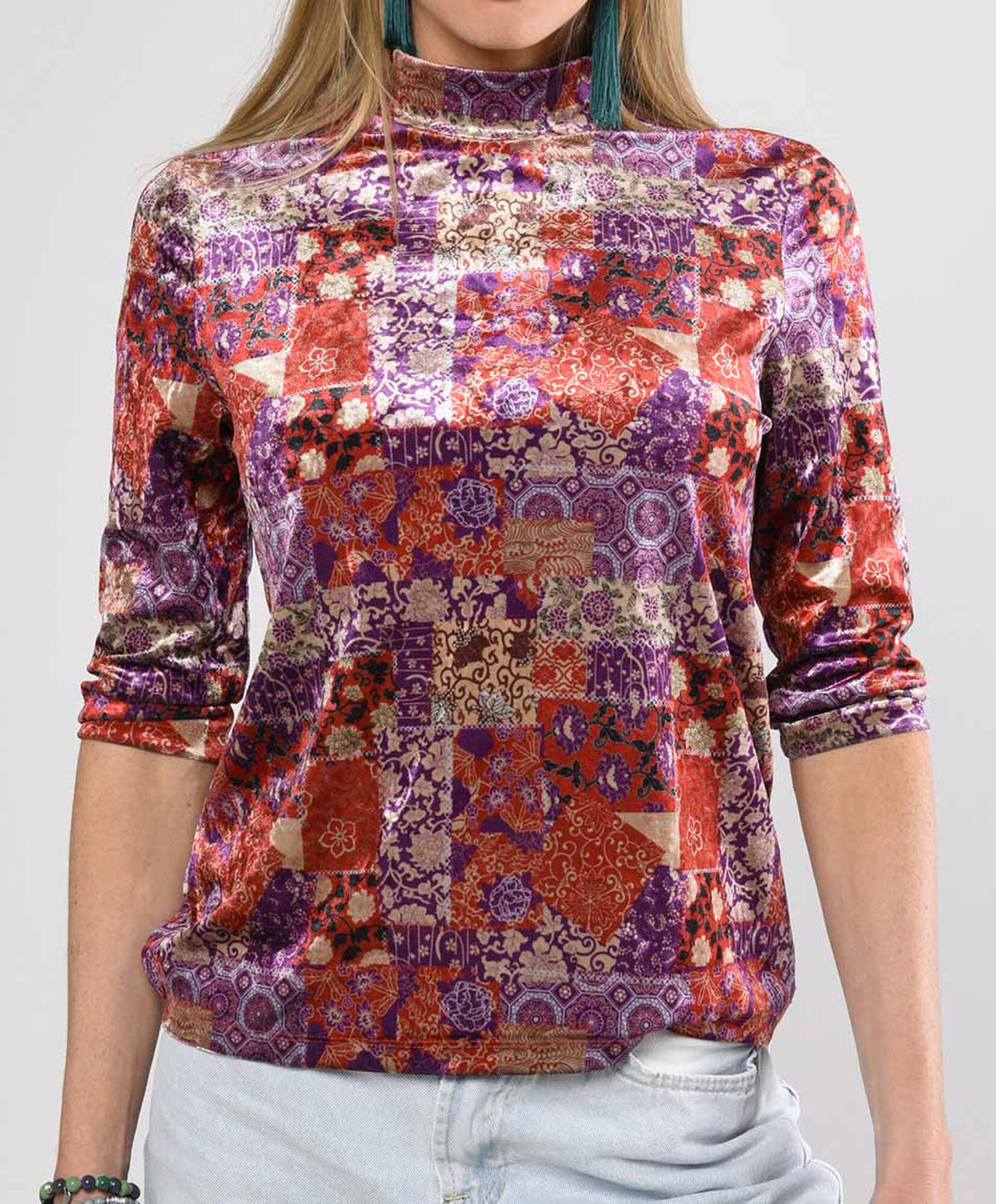 Polera mujer velvet manga al codo Polera mujer velvet manga al codo