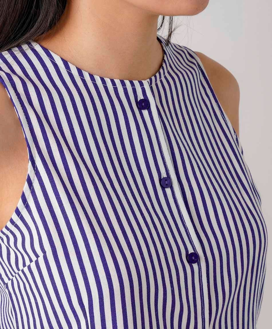 Blusa mujer l&iacute;neas sin mangas lino