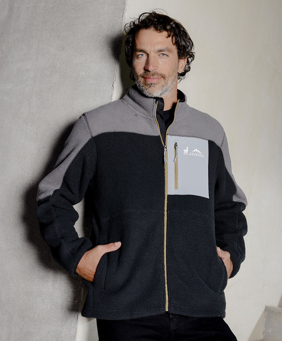 Chaqueta hombre polar bicolor bolsillo